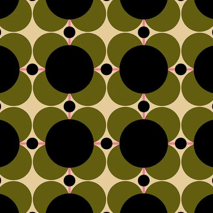 Orla Kiely Atomic Flower Khaki Wallpaper