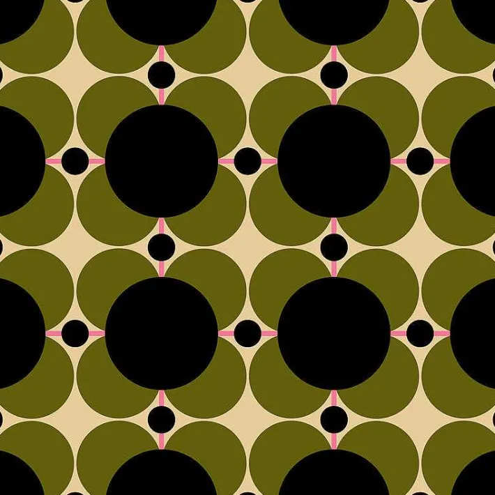 Orla Kiely Atomic Flower Khaki Wallpaper